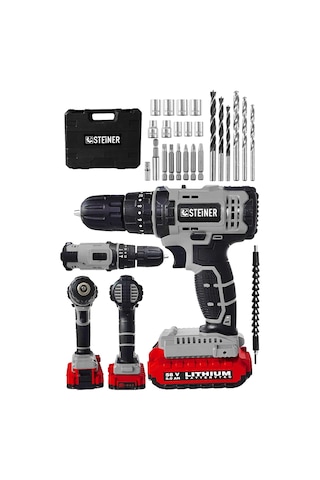 Tr Alman 58 V 5 Ah Darbeli Lityum Çift Akülü Sjs Metal Şanzıman Şarjlı Vidalama Matkap 24 Pcs Set