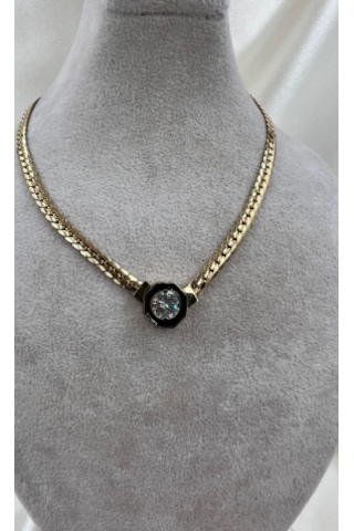 Bb Çelik Serenay Serisi Tektaş Kolye Altın - Beyaz