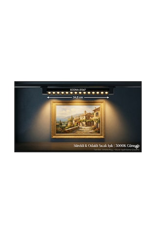 2'li Magnet Ray Spot Seti 20w - 1 Metre Siyah Ray - 3000k Gün Işığı,2x 20w Magnet Ray Spot & 1 Metre Siyah Ray Aydınlatma Seti Diğer