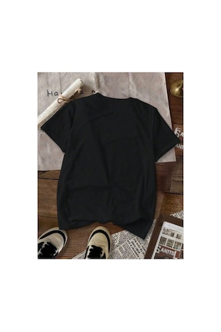 Medinenur Rome Italy Desen Baskılı Basic T-shirt Siyah
