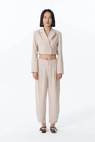 Quzu Vatka Detaylı Crop Bej Kadın Blazer Ceket 51287 Bej