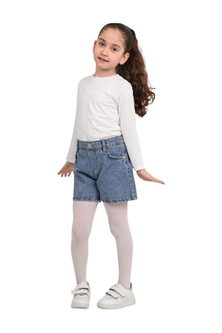 Erdem Kıds Kız Çocuk Beli Lastikli Jean Denim Kot Şort Mavi Mavi