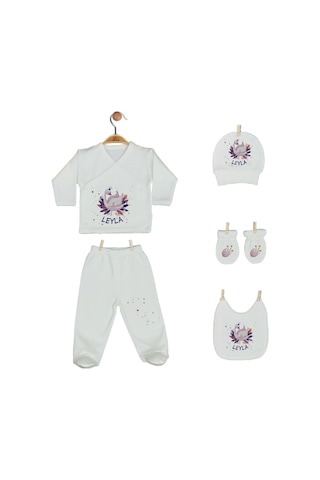 Pia Baby Gl 2201 İsme Özel Yastık Zıbın Set Krem