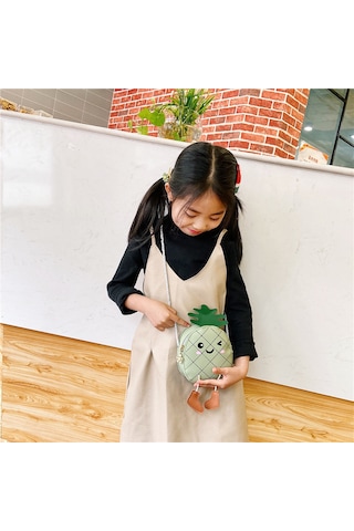 Sevimli Ananaslı Çocuk Çapraz Askılı Çanta-yeşil Yeşil