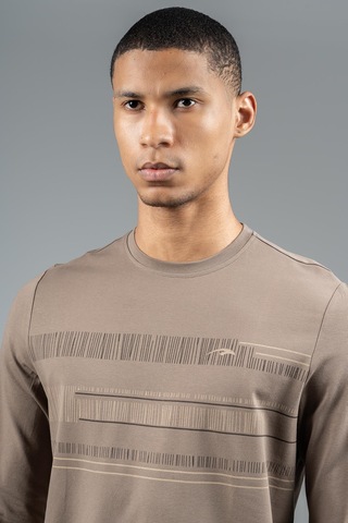 Maraton Regular Erkek Bisiklet Yaka Kakao Sweatshirt Kakao