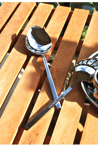 2'li Paslanmaz Çelik Servis Kaşığı Sunum Kaşık 22 Cm