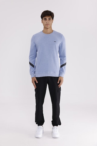 Rowinger Kol Şerit Detaylı Yuvarlak Yaka Göğüs Logolu Rahat Kalıp Mevsimlik Sweatshirt Baby Blue