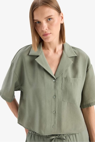 Defacto Loose Fit Ceket Yaka Modal Kısa Kollu Gömlek F0399ax25spgn460 Yeşil