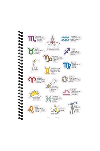 Hisli Şeyler Burçlar Serisi A4 Çizgili Stickerli Defter - Uçarı Demeyelim De Enerjisi Yüksek Diyelim Mor