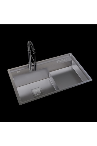 Inox 80x48,5 Çift Göz Bardak Yıkamalı Paslanmaz Çelik Eviye Renkli