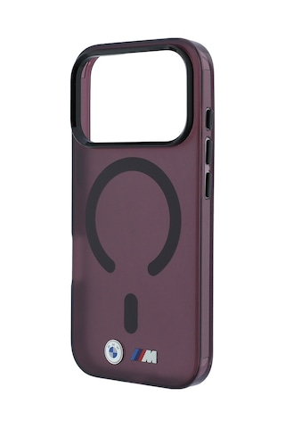 Apple iPhone Uyumlu 18 Pro Max Kılıf Bmw Lisanslı M-safeli Metal Buton Tasarımlı Buzlu Iml Baskılı Kapak Bordo