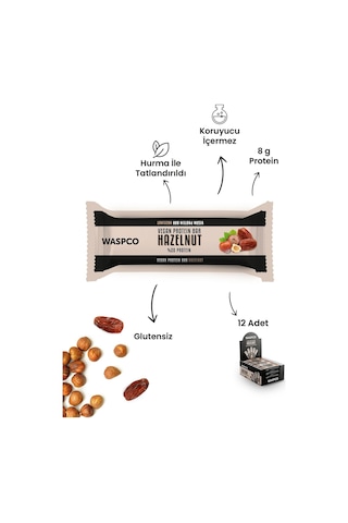 Waspco Fındıklı Vegan Bar 40g x 12 Adet
