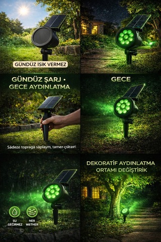 Güneş-solar Enerjili 10 W Yüksek Işık Çim Armetür Yeşil Renk