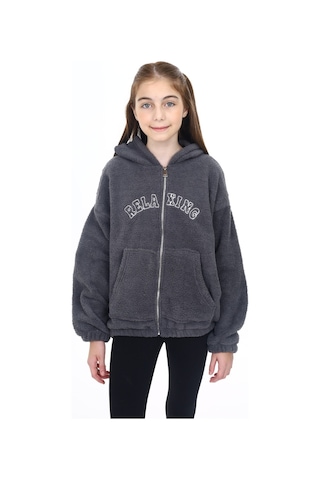 Toontoy Kız Çocuk Peluş Hırka Füme