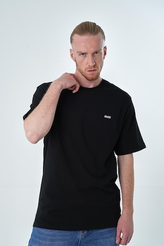 İntersivin %100 Pamuk Oversize Siyah Erkek T-shirt Siyah