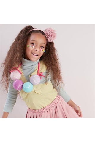 Meri Meri - Pink Pompom Headband - Pembe Ponponlu Taç Çok Renkli