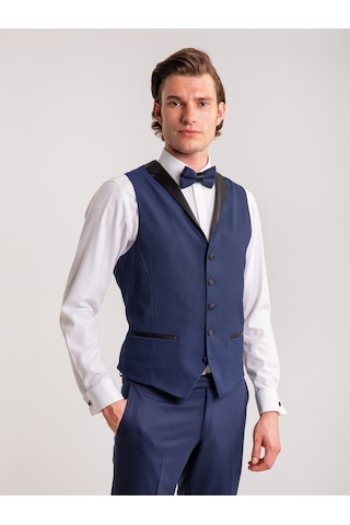 Dufy Lacivert Erkek Modern Fit Mono Yaka Smokin Takım - 61307 Lacivert