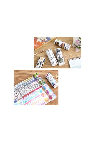 Geeroyoo Geniş Formatlı Washi Bandı - El Defteri, Günlük, Albüm Dekorasyon Malzemesi - 14 Kaligrafi Deseni