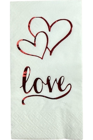 Peçete Love Kırmızı Varaklı 16 Adet Diğer