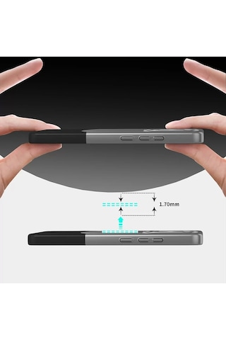 Poco X7 Pro Kılıf Magsafe Şarj Kartlıklı Mıknatıslı Duble 1.7mm Kapak Kart Bölmeli Lacivert Siyah Gr