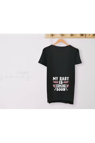 Bk Gift Espri Tasarımlı Siyah Hamile Tişörtü, Hamileye Hediye, Yeni Anne Hediyesi, Arkadaşa Hediye-9 001