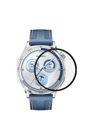 Huawei Watch Gt5 46mm Tam Kaplayan Temperli Cam Full Ekran Koruyucu Siyah Watch Gt5 46mm İle Uyumlu Ekran Koruyucu - Si