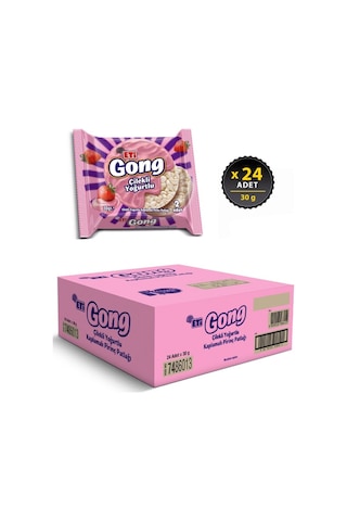 Gong Çilekli Yoğurtlu Kaplamalı Pirinç Patlağı 30 G X 24 Adet