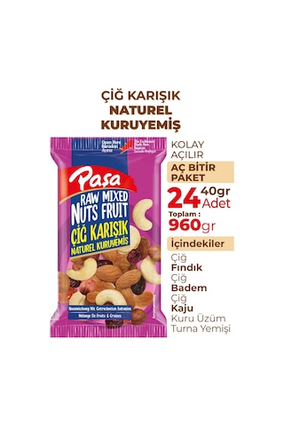 Paşa Kuruyemiş Çiğ Karışık Naturel Kuruyemiş 24 x 40 G