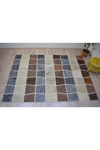 Patchwork El Dokuma Antik Anadolu Halı Ocean Wave 90 X 150, Mavi Çok Renkli