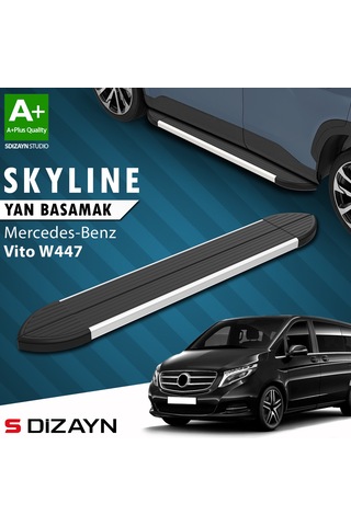 S-dizayn Mercedes Vito W447 Kısa Şase Skyline Aluminyum Yan Basamak 233 Cm 2014 Üzeri A+ Kalite