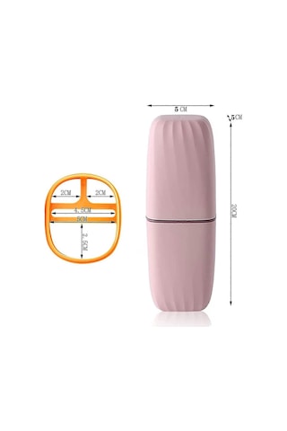 Seyahat Diş Fırçası Kutusu, Taşınabilir Diş Macunu Bardağı Diş Fırçası Düzenleyici, Kamp Yürüyüş Okul Banyo Seyahat Kupa Düzenleyici 2 Parça, Mavi, Pembe