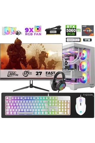 Xaser Star X500 R7-7800X3D 16 GB 1 TB SSD 8 GB RTX5060Tİ 27" Dos NVME Masaüstü Oyuncu Bilgisayarı