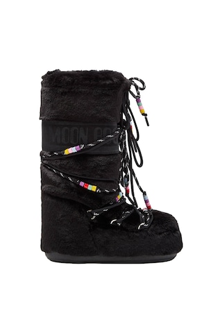 N001 Black Bot Kar Kadın 80d1408990-n001 Moon Boot Icon Faux Fur Beads Black Siyah