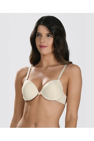 Nbb Destekli Push-up Balenli V Yaka Kesim Cuplı Basic Sütyen- 352 Ten Rengi