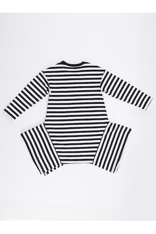 Denokids Mushi Stars Stripe Kız Elbise Siyah