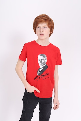 Toontoy Kids Toontoy Unisex Çocuk Atatürk Baskılı Tişört Kırmızı