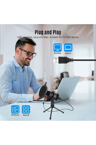 Pazly E300a Usb Mikrofon: Prof. Ses Kalitesi, Siyah, Video Konferans Ve Canlı Yayınlar İçin