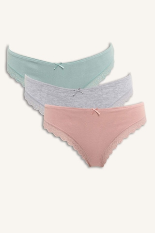 Defacto Dantel Detaylı Ribana 3'lü Brazilian Külot-fall İn Love D8672AX25AUGR93 Gri