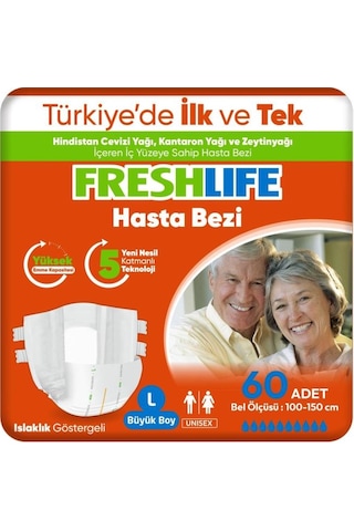 Freshlife 2'li Large Beden Büyük Boy Yetişkin Hasta Bezi 30x2 60 Adet L