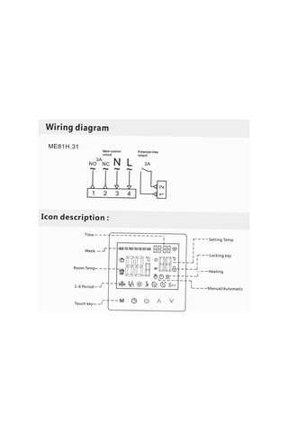 Akıllı Termostat Su / Gaz Kazanı Dijital Sıcaklık Kontrol Beyaz