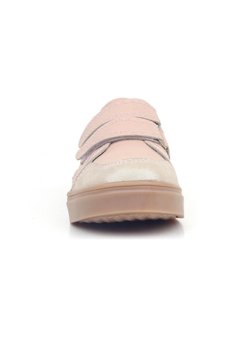 Rakerplus Pudra Simli Hakiki Deri Cırtlı Kız Çocuk Sneaker Ayakkabı Pudra