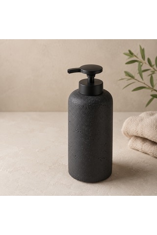 The Voguemaxima Siyah Xl Taş Dokulu Sıvı Sabunluk 9x24 Cm