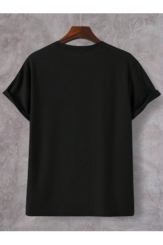 Palmiye T-shirt - Siyah Baskılı Oversize Bisiklet Yaka Kısa Kol Tişört Siyah