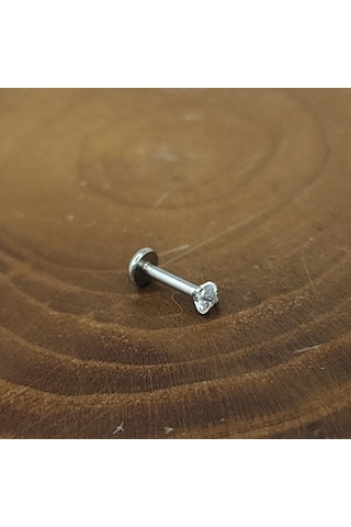 Aya Tasarım Gümüş Renk 6mm Zirkon Taş Helix/kıkırdak Piercing Gümüş
