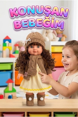 Lucia Girl Konuşan 35 Cm - Etkileşimli Kolları Bacakları Ve Kafası Et Kutulu Atkılı Oyuncak Bebek 36243727