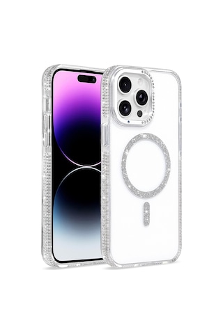 Maks Technology iPhone Uyumlu 14 Pro Max Kılıf M-safe Şarj Özellikli Mkst Tera Silikon Kapak - Şeffaf