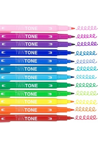 Tombow 12'Li Twintone Gökkuşağı Çift Taraflı Keçeli Kalem Seti 61