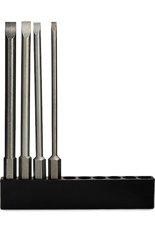 Cc Globall 4 Adet Manyetik Oluklu Tornavida Ucu Seti 1/4 Inç Hex Shank 100mm Uzun 3mm / 4mm / 5mm / 6mm Düz Uçlu Tornavida Bit Seti