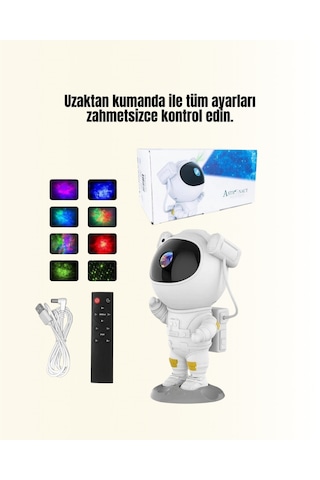 Bluetooth - 409 - Ve Dahili Ses Özellikli Astronot - Flzdgnkr - Projeksiyon Lambası