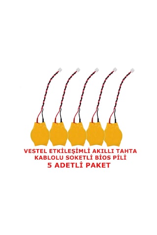 Vestel Uyumlu Etkileşimli Akıllı Tahta Kablolu Soketli Bios Pili 5 Adet
